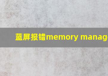 蓝屏报错memory management